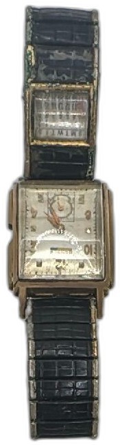 Benrus 10K Gold Filled Vintage Mens Wristwatch Speidel Band 1953 Calendar Featur