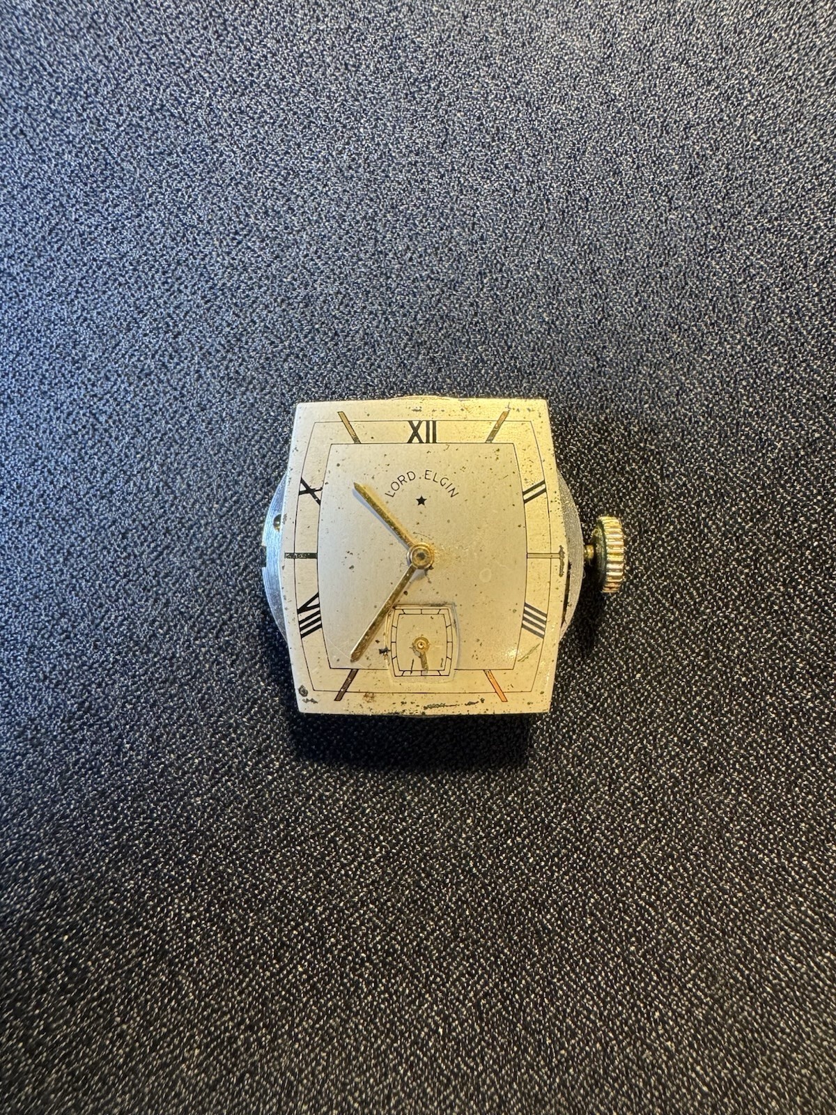 Vintage Lord Elgin 21 Jewel Watch Movement Cal 556 Art Deco Dial Non-Working