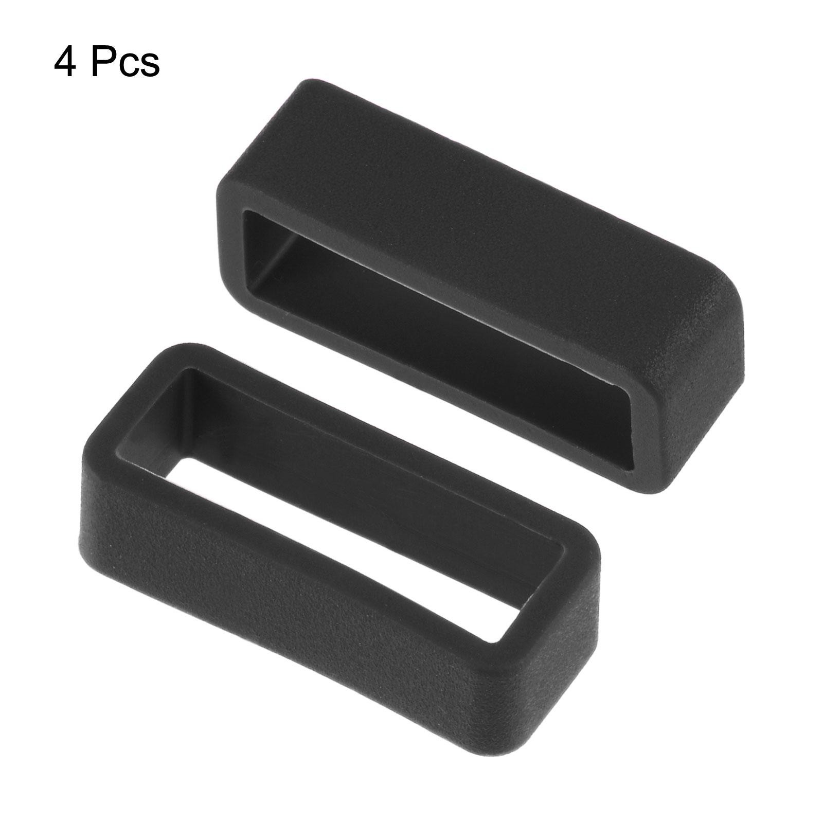 Watch Band Strap Loops Silicone for 20mm Width Watch Band, Black 4 Pcs