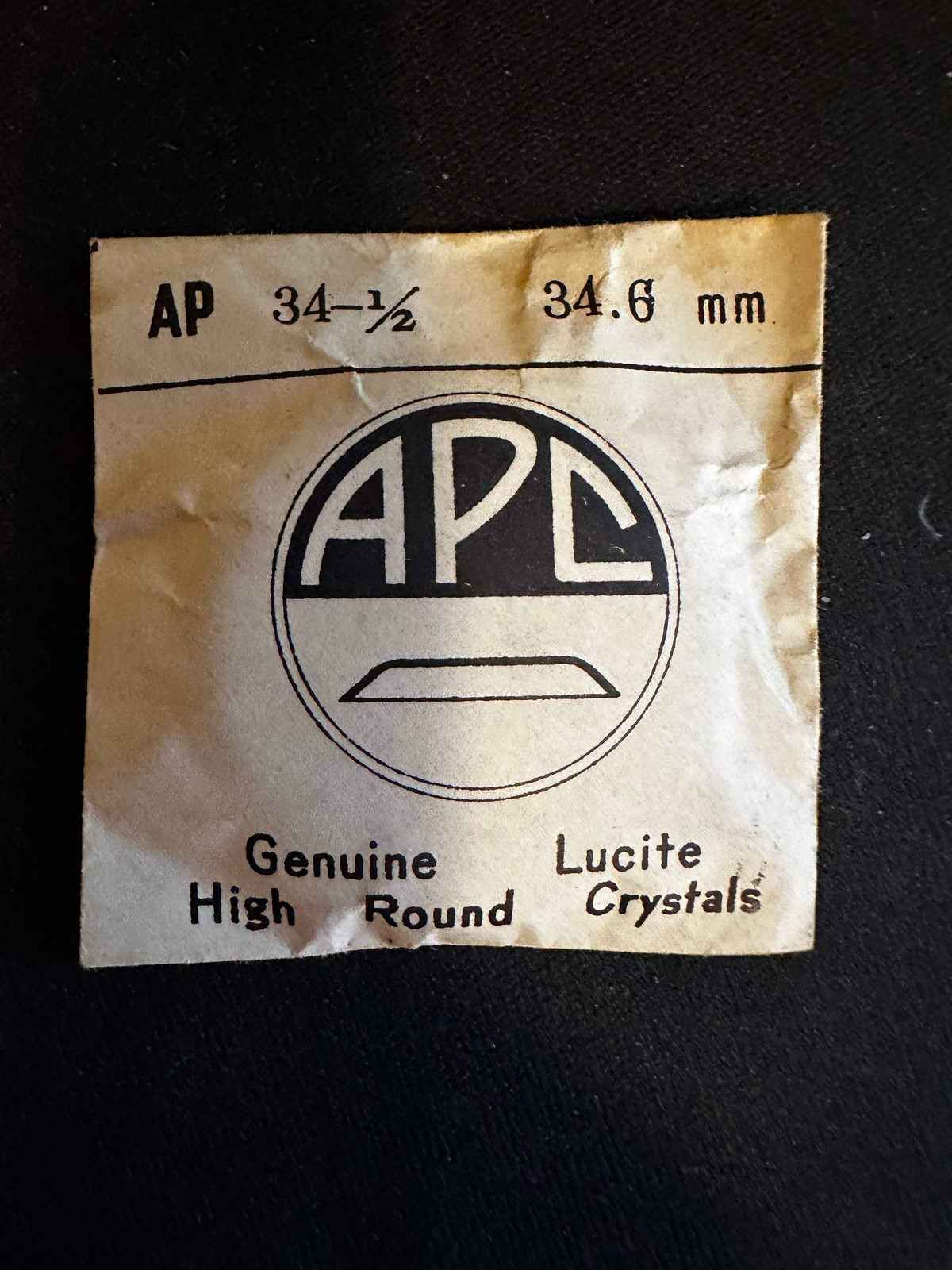 APC Round Wrist Watch Crystal AP 34½, 34.6mm – New