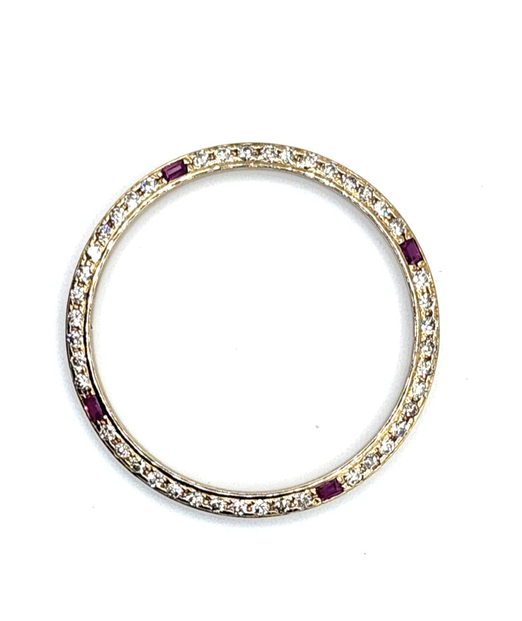 1CT Natural Diamond & Ruby 14K Gold Bezel Rolex Datejust President 36MM
