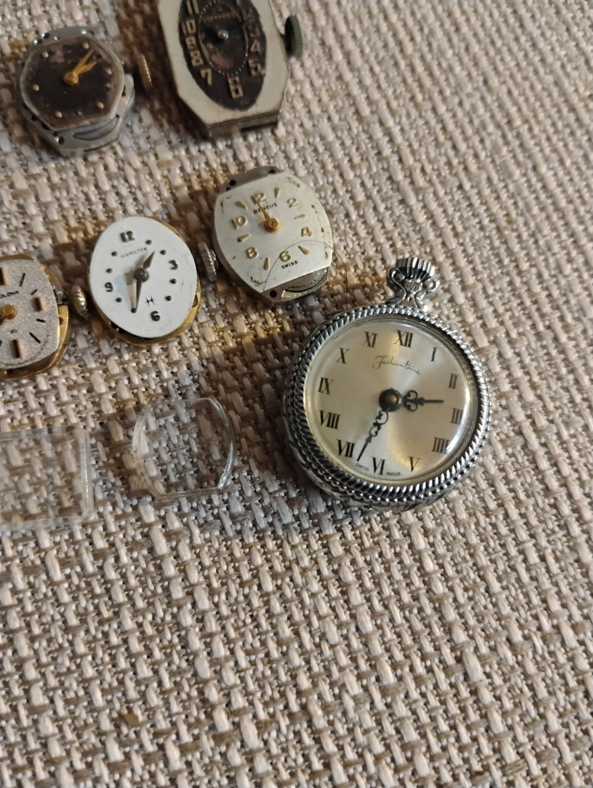 Vintage Watch Movement & Dial Lot Elgin Waltham Wittnauer