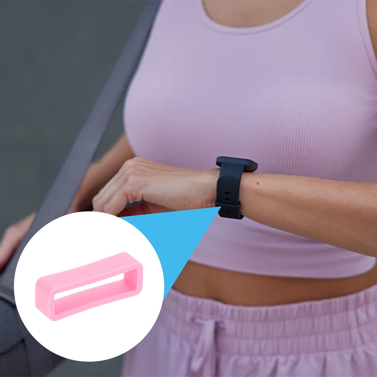 6pcs Watch Band Loop 24mm Silicone Watch Strap Retainer Loop, Dark Pink
