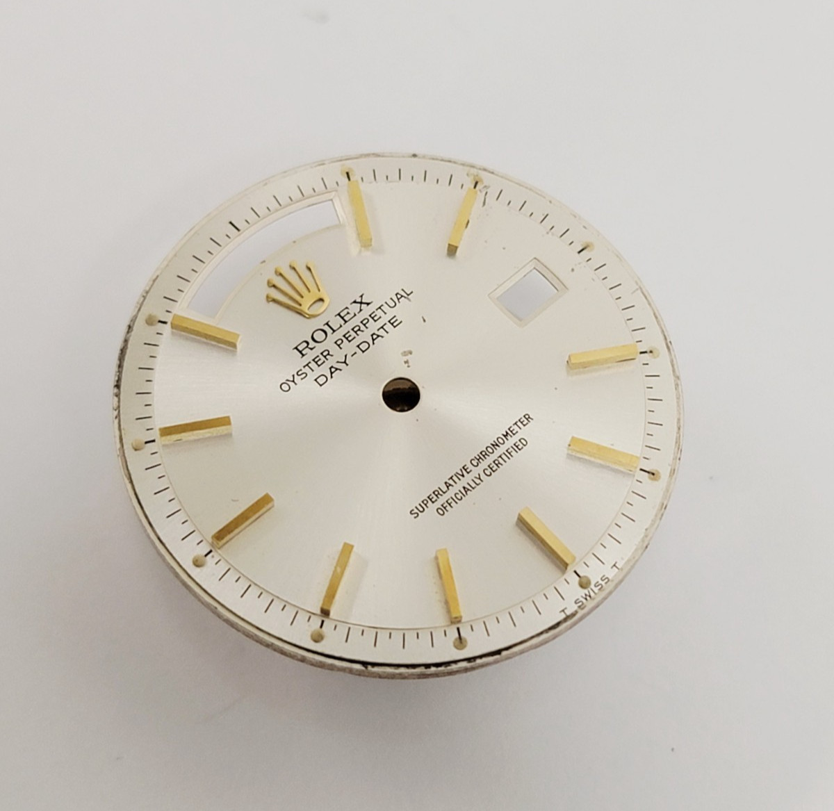 Genuine Factory Rolex Dial Pie-Pan Silver w/ Y Gold Sticks Day-Date 36mm 1803