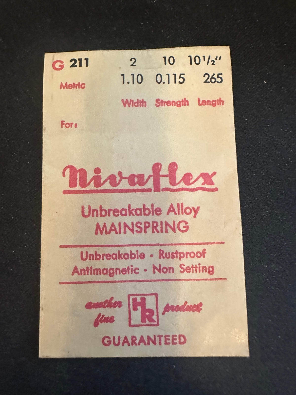 HR Nivaflex Mainspring G211 for Gruen caliber 115, 405, 406, 410, 411, etc – All