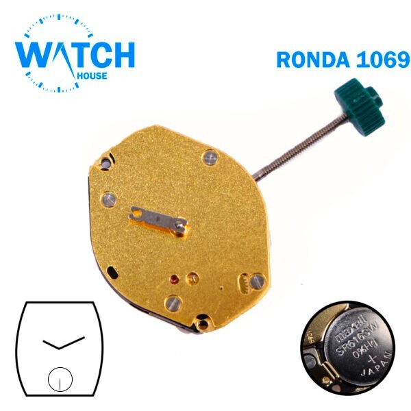RONDA 1069 Watch Movement SWISS🇨🇭 Made, 2 Hands, Small Second Chronograph at 6