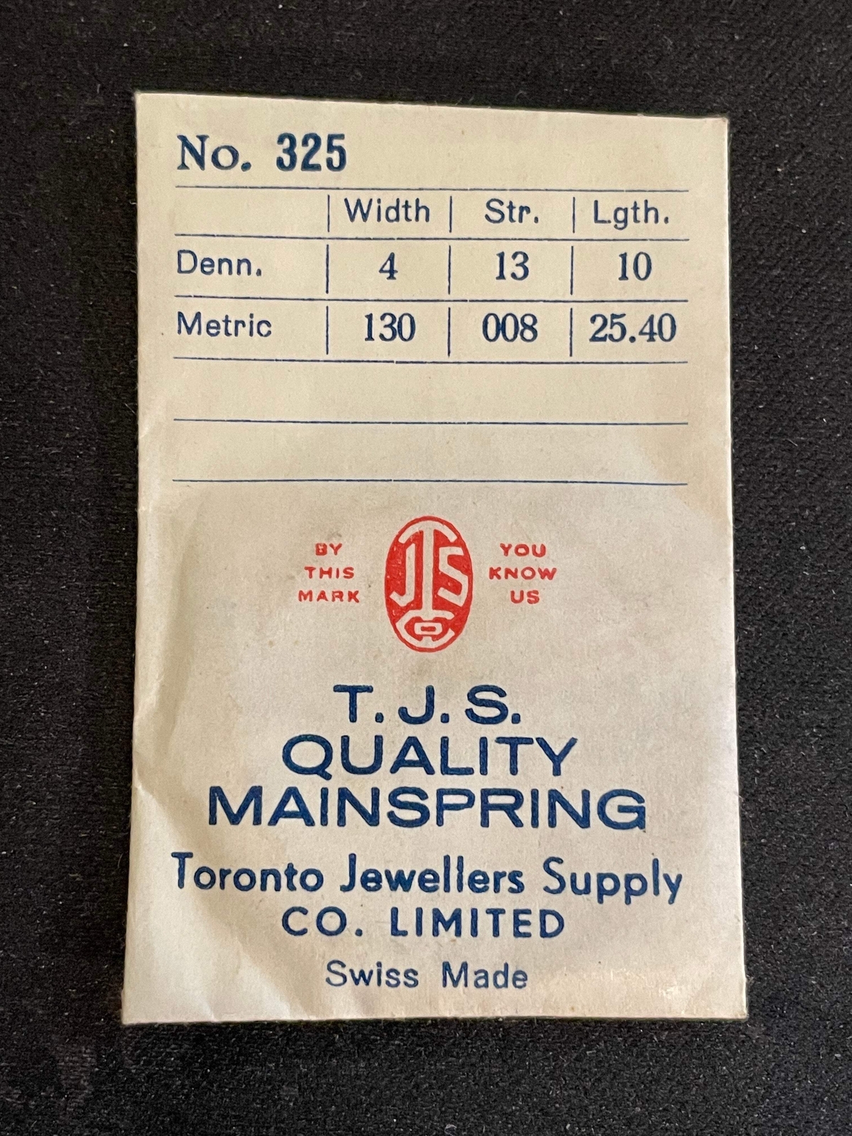 T.J.S. Mainspring No. 325 for Bulova caliber 6AM – Steel