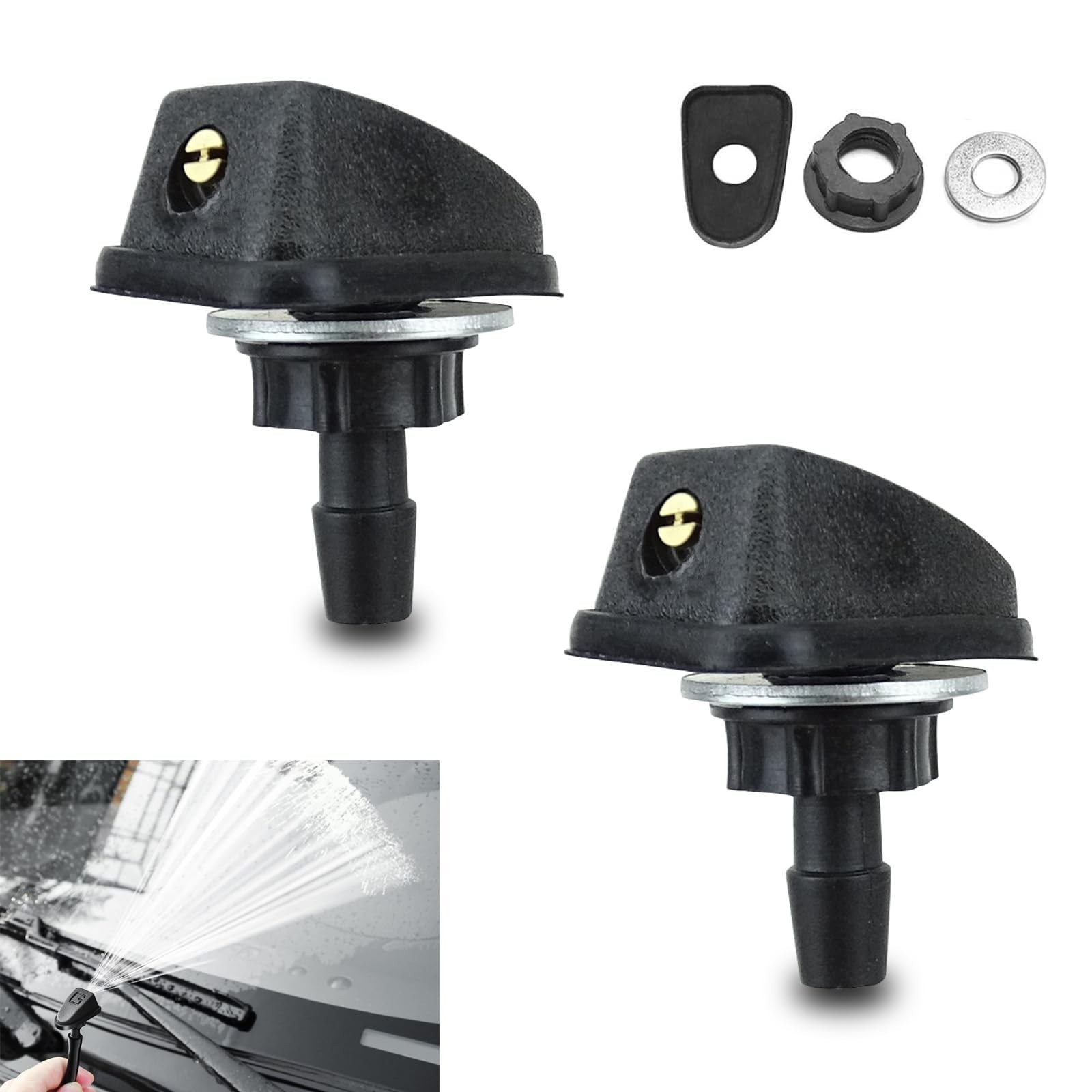 2 PCS Car Front Windshield Washer Nozzle Kit, 1.06In x 0.62In x 0.86In Adjust…