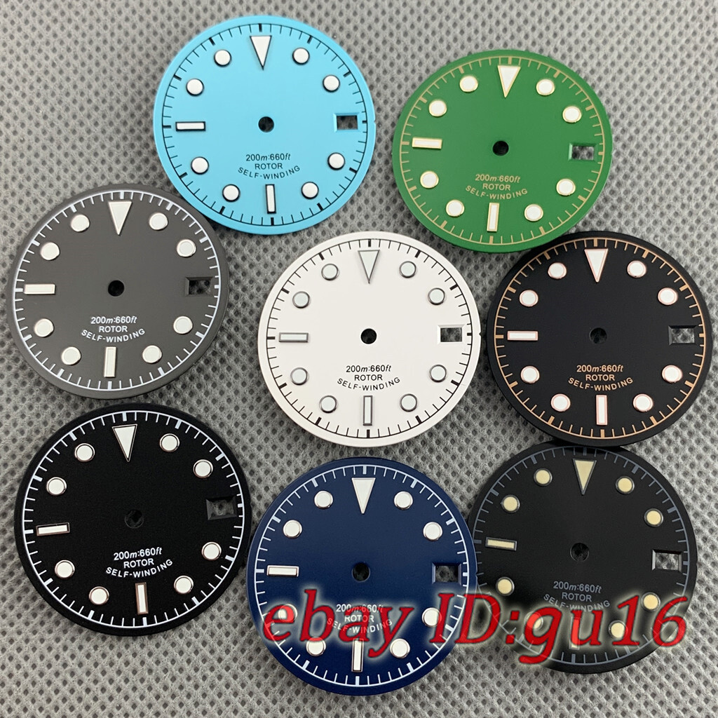 28.5mm sterile luminous Gray blue black green watch dial fit NH35/NH35A Movement