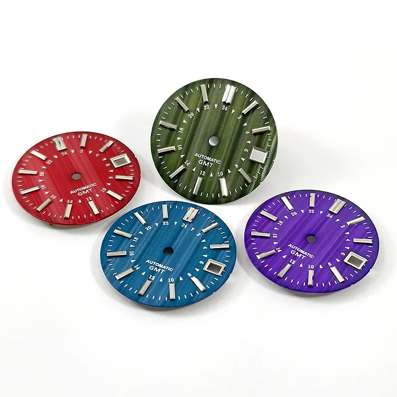 GS Mod 28.5mm Dial Bamboo Sunburst No Lume for NH34GMT Movement Custom Logo