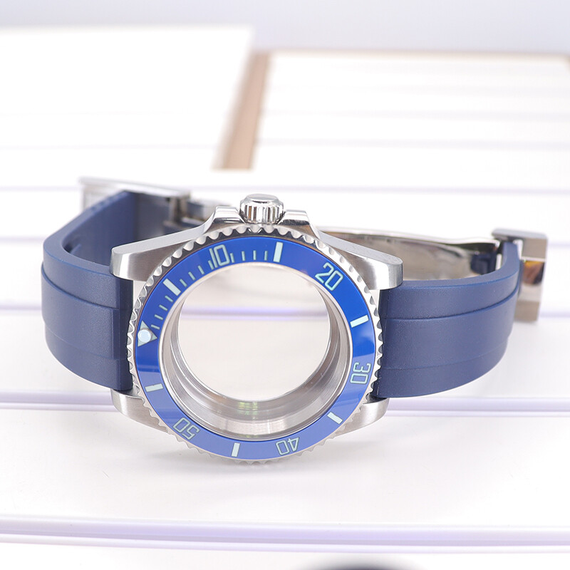 Diver 40mm Watch Case Rubber Strap C3 Luminous Bezel For Seiko Nh35 NH34 ETA2824
