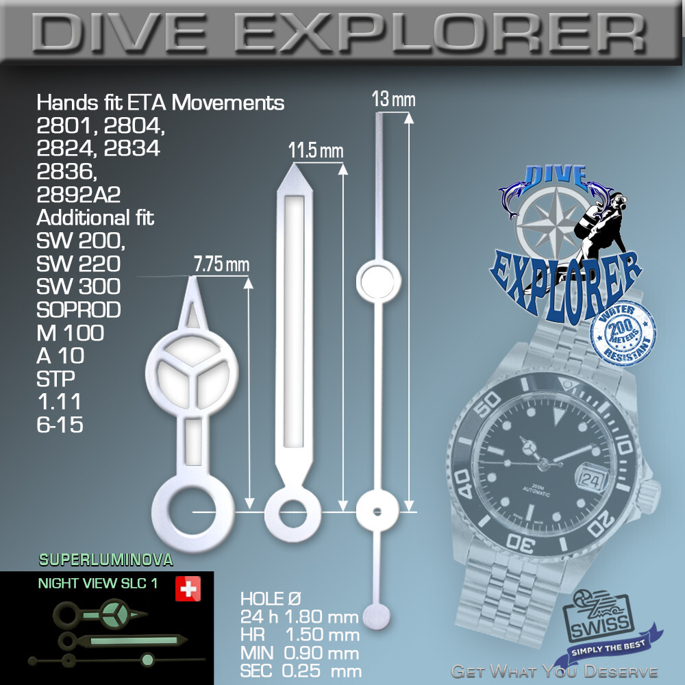 HANDS SET FOR MOVEMENT ETA 2801 2804 2824-2 2834 2836 SW200 SW220 Ref 2023-1