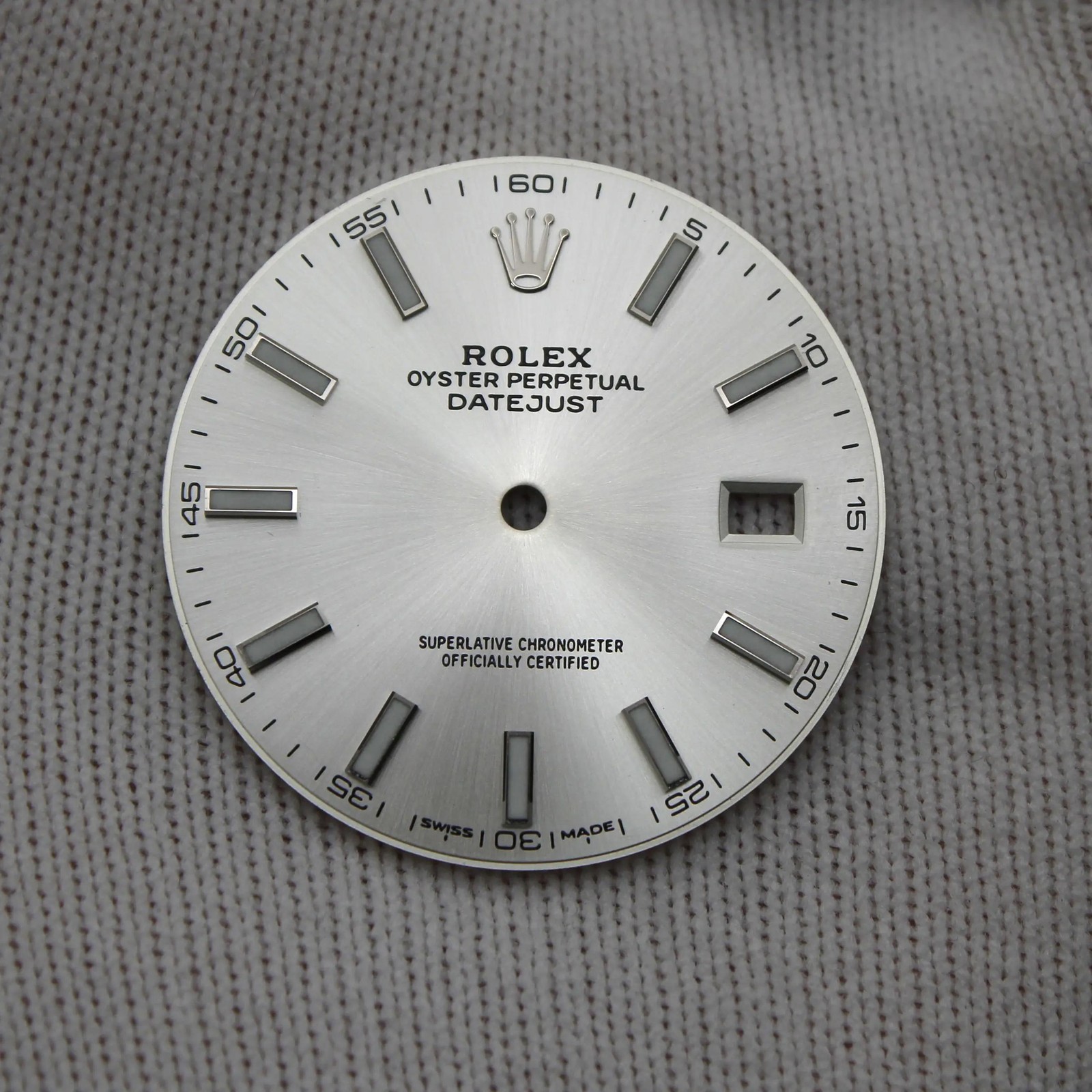 Rolex Datejust Silver Sticks Markers Watch Dial 126334 126300