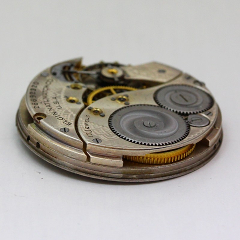 Elgin Grade 345 Model 3 12 Size Pocket Watch Movement & Fancy Dial ca. 1924
