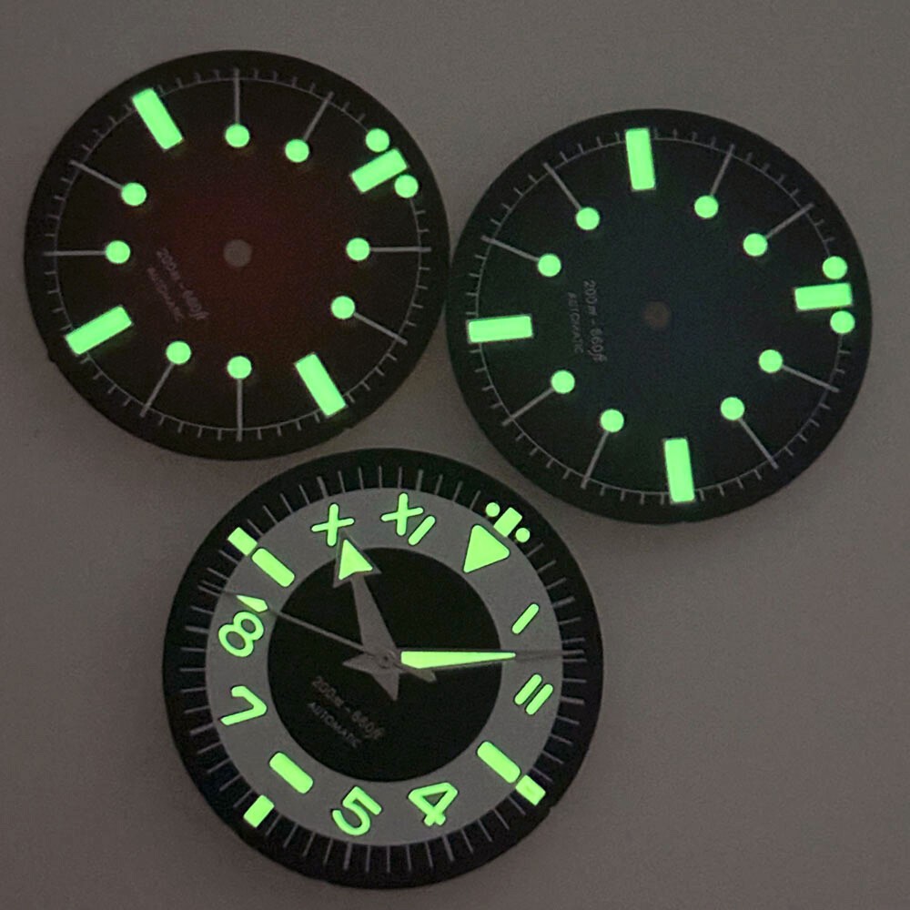 31mm No Logo Watch Dial Green Lume for NH35 NH36 ETA2824 PT5000 Movement Parts