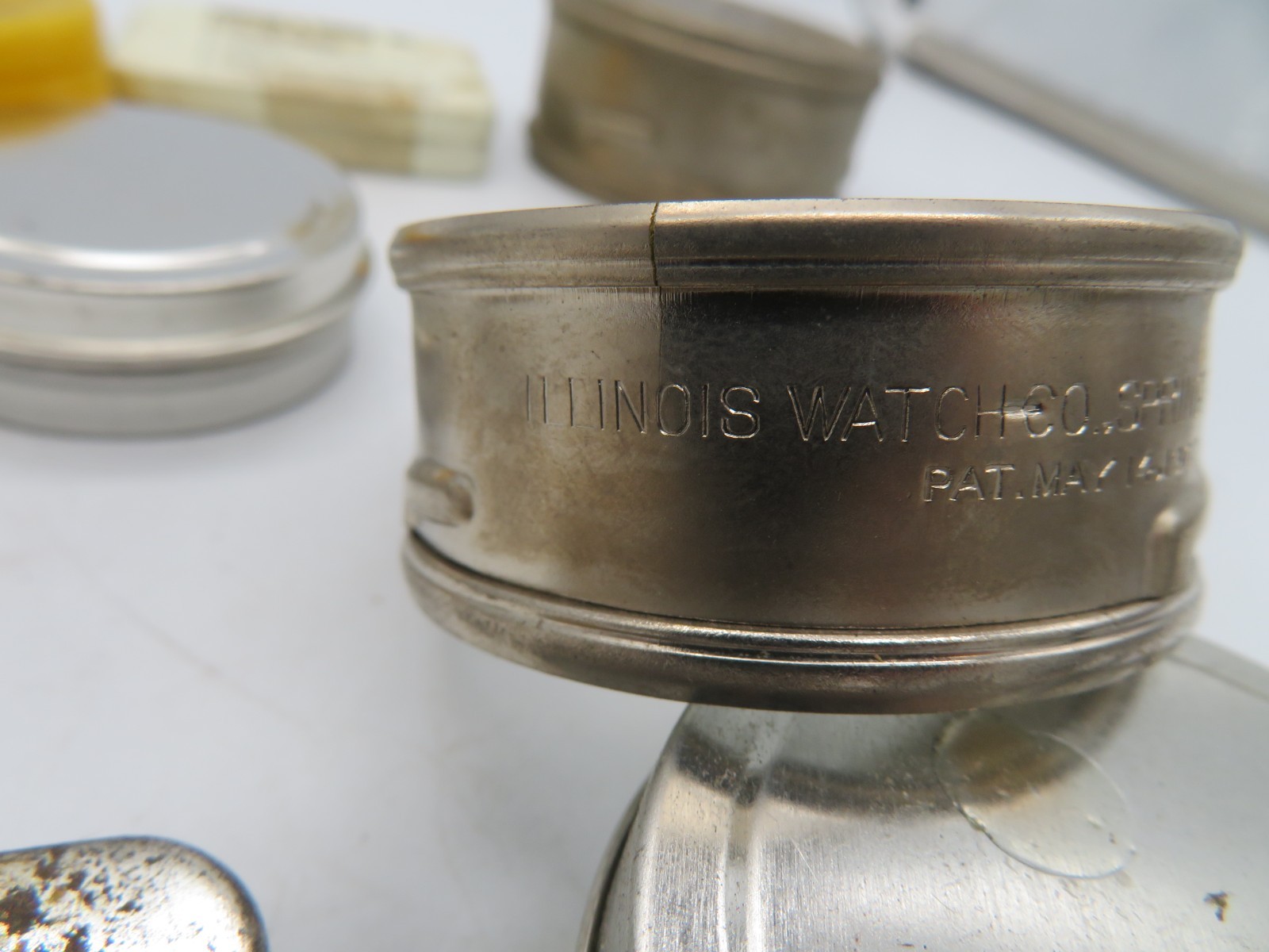 Lot of 10 Vintage Watch Part Movement Tins Small Parts Storage