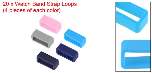 Watch Band Strap, Rubber Watch Keeper for 16mm Width Watch Band 5 Color 20 Pcs