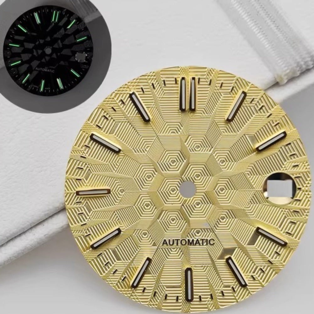Yellow 28.5mm Golden Nail Constructed Lume No Logo Watch Dial Fit for NH35 NH36