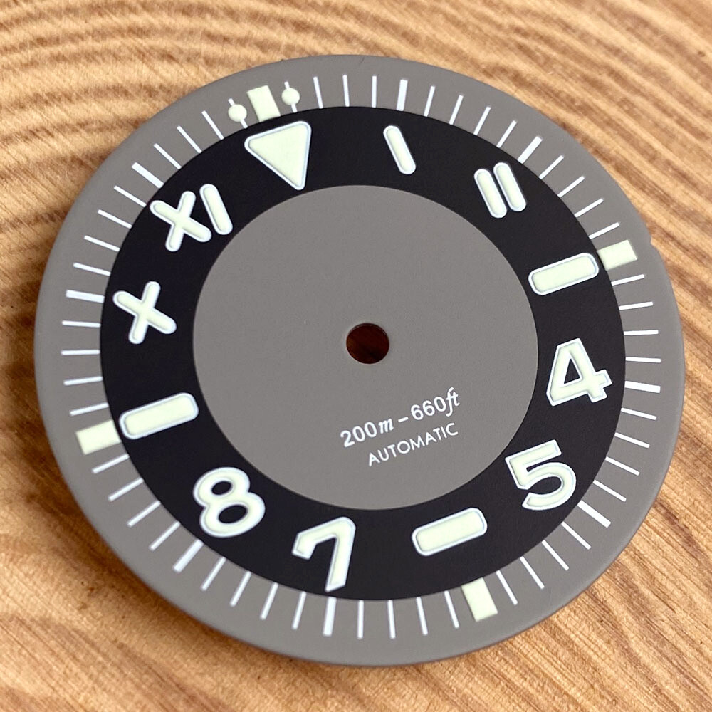 31mm black gray luminous Roman Arabic numerals watch dial fit NH35 NH36 Movement