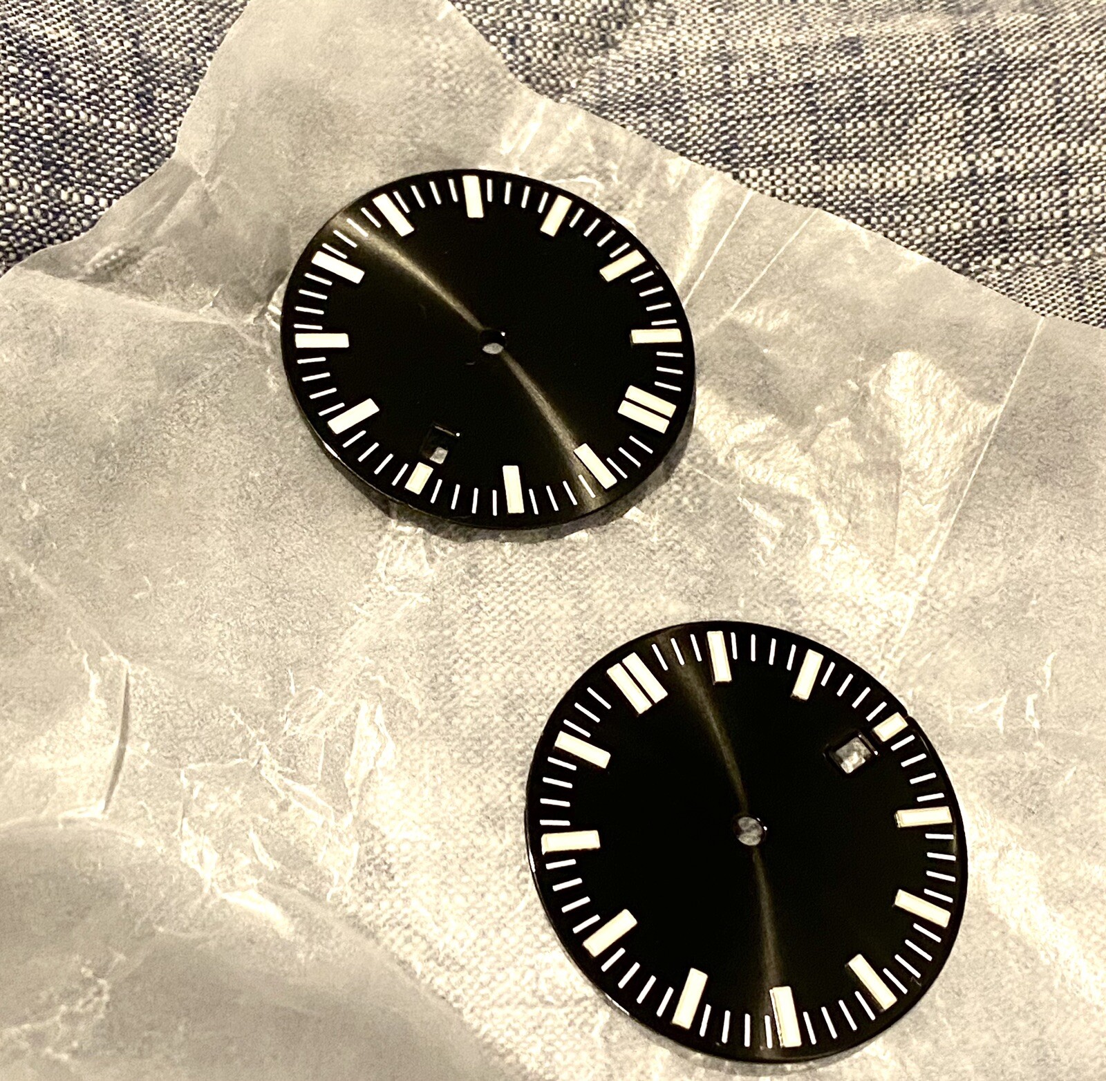 33MM Black Enamel Watch Dial BGW9 Swiss Lume Applied Markers