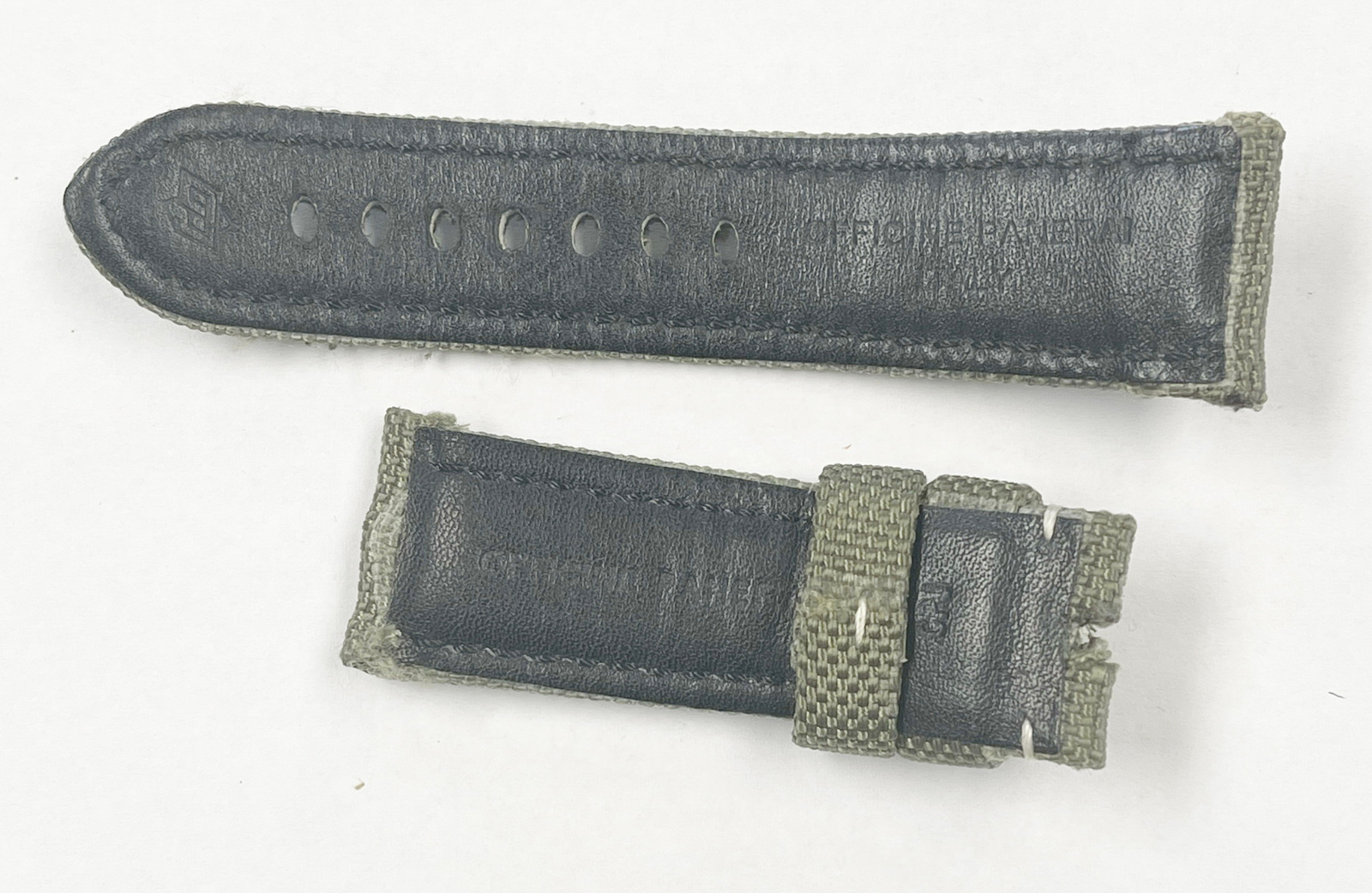 Authentic Officine Panerai 25mm x 23mm Green Nylon & Leather Watch Band