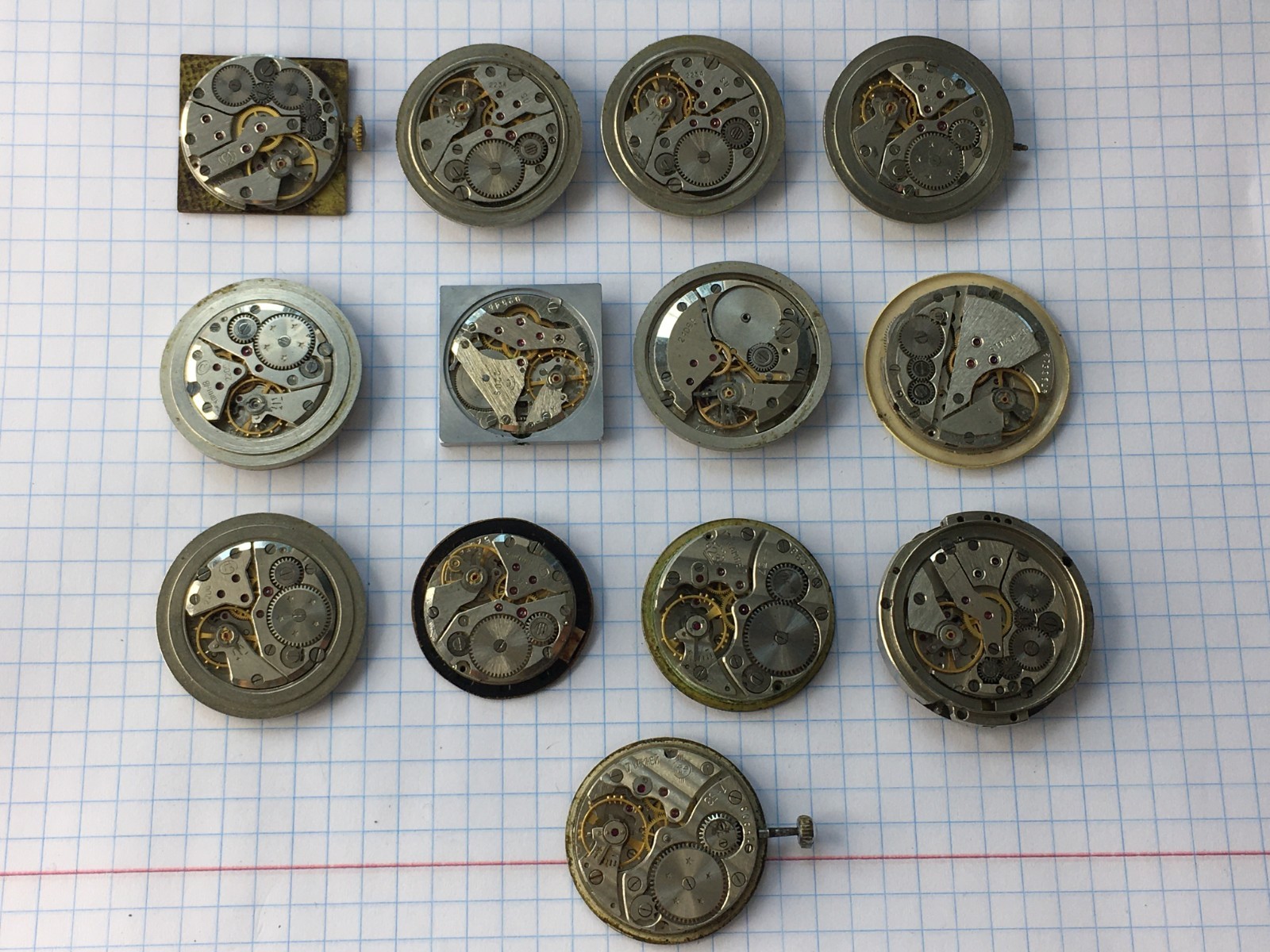 MOVEMENTS (13pcs) FOR MENS WRIST WATCH Slava Vostok Raketa USSR for parts