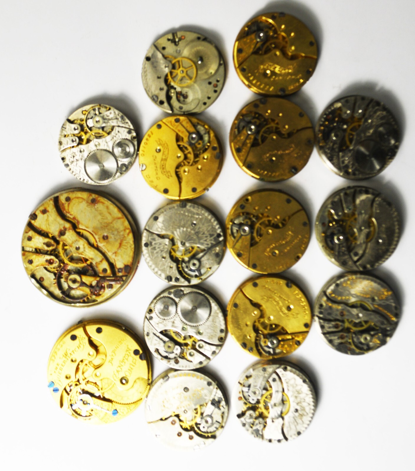 16pc Vintage Hampden Pocket Watch Movements 6/0-12 Molly General Stark Lot