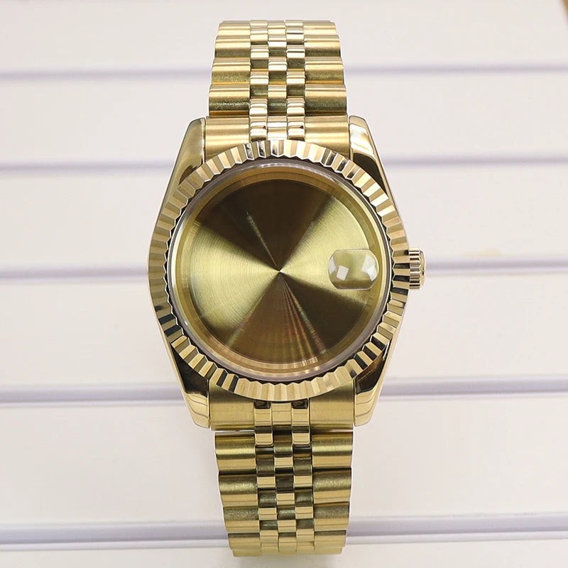Fluted 36/39mm Watch Case Sapphire Crystal For NH35 NH36 NH38 Miyota 8215