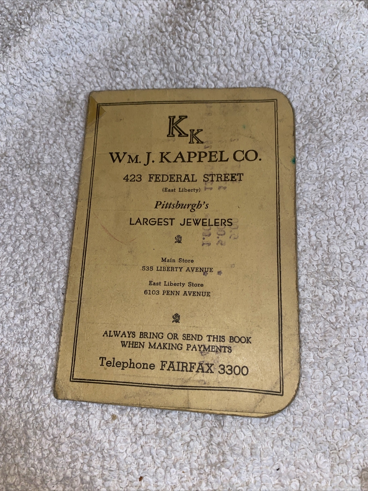WM. J. KAPPEL Co. 1945 Payment Booklet