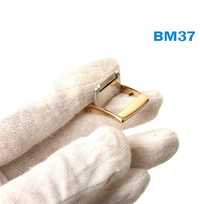 Original Buckle -Metal Band-Swiss Made-Gold Color -Size:16mm- Acier Inox#BM37.