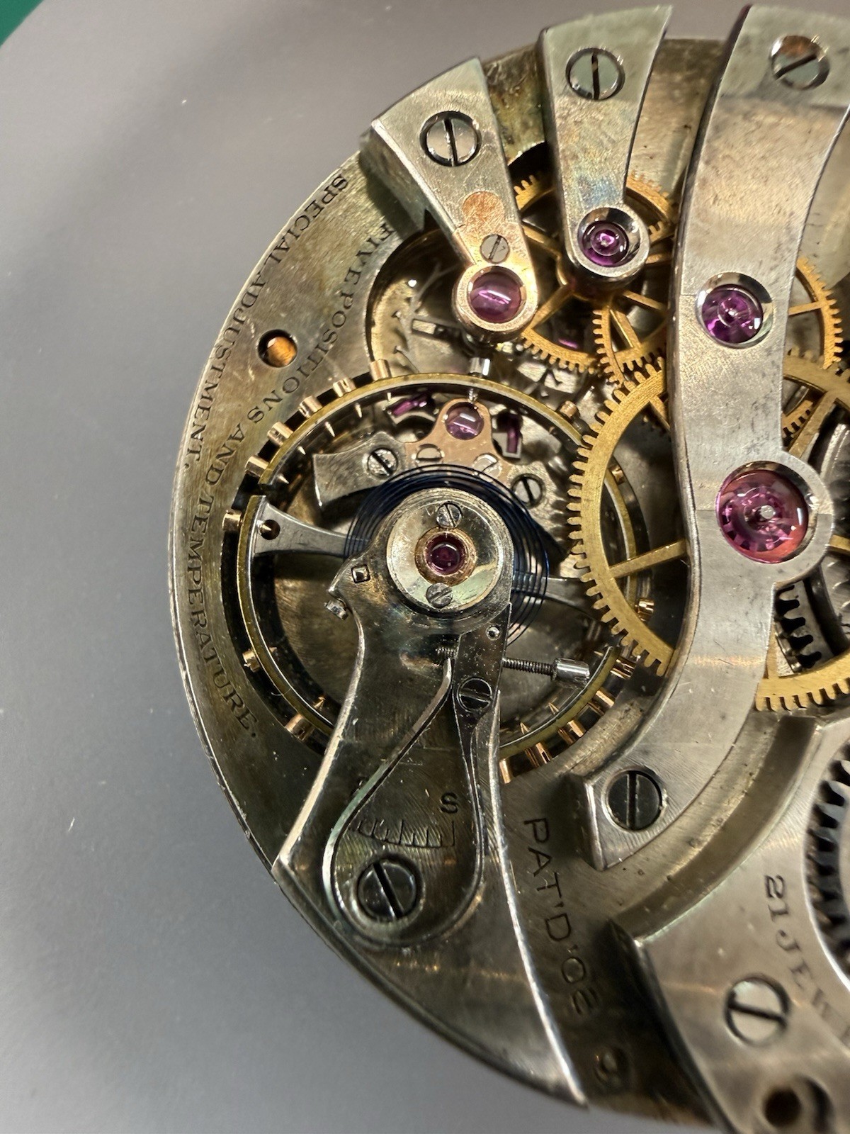 E Howard Watch Co 12s 21 Jewel Series 8 Extra-Thin Bridge Movement & Dial c1911