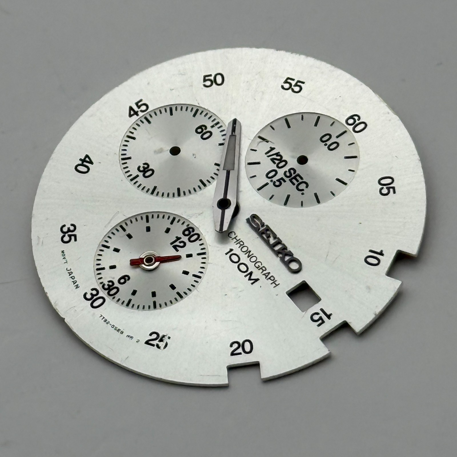 Seiko 7T92-0SE8 Watch Dial Chronograph 100M Silver Japan Spare Parts Repair 31mm