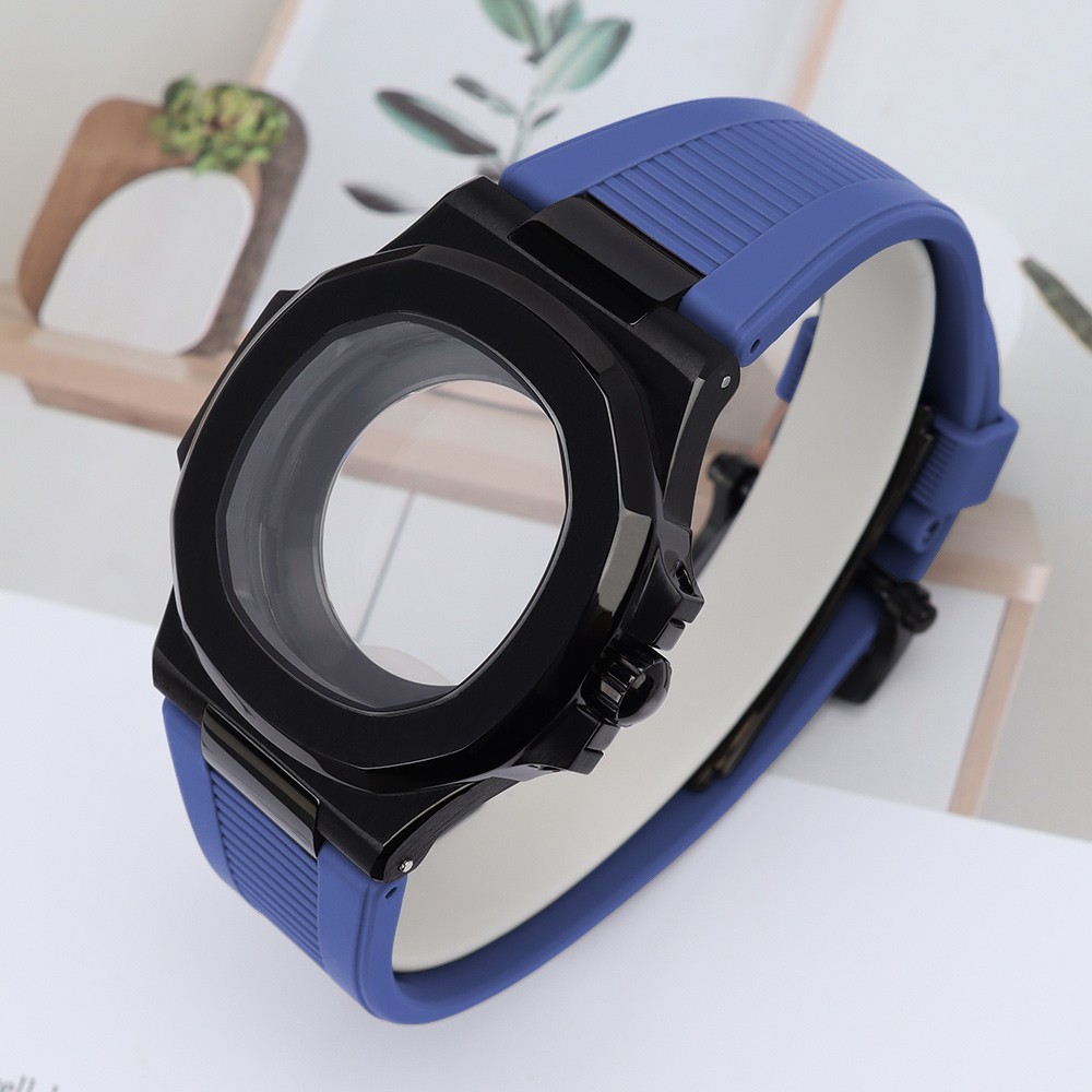 40mm Retro NH35 PVD Black Watch Case Sapphire Brushed For Seiko NH35 36 Movement