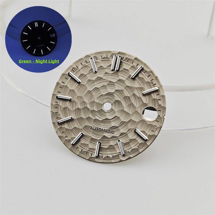 NH35 Dial 28.5mm Honeycomb Dial Gold/rosestuds Green Lume Fit NH35-NH36 Movement
