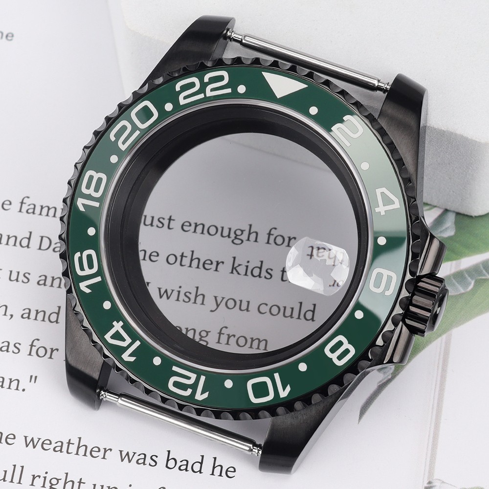 FEIYASHI Green Ceramic 40mm NH35 Watch Case Steel GMT Style For Seiko NH35 NH36