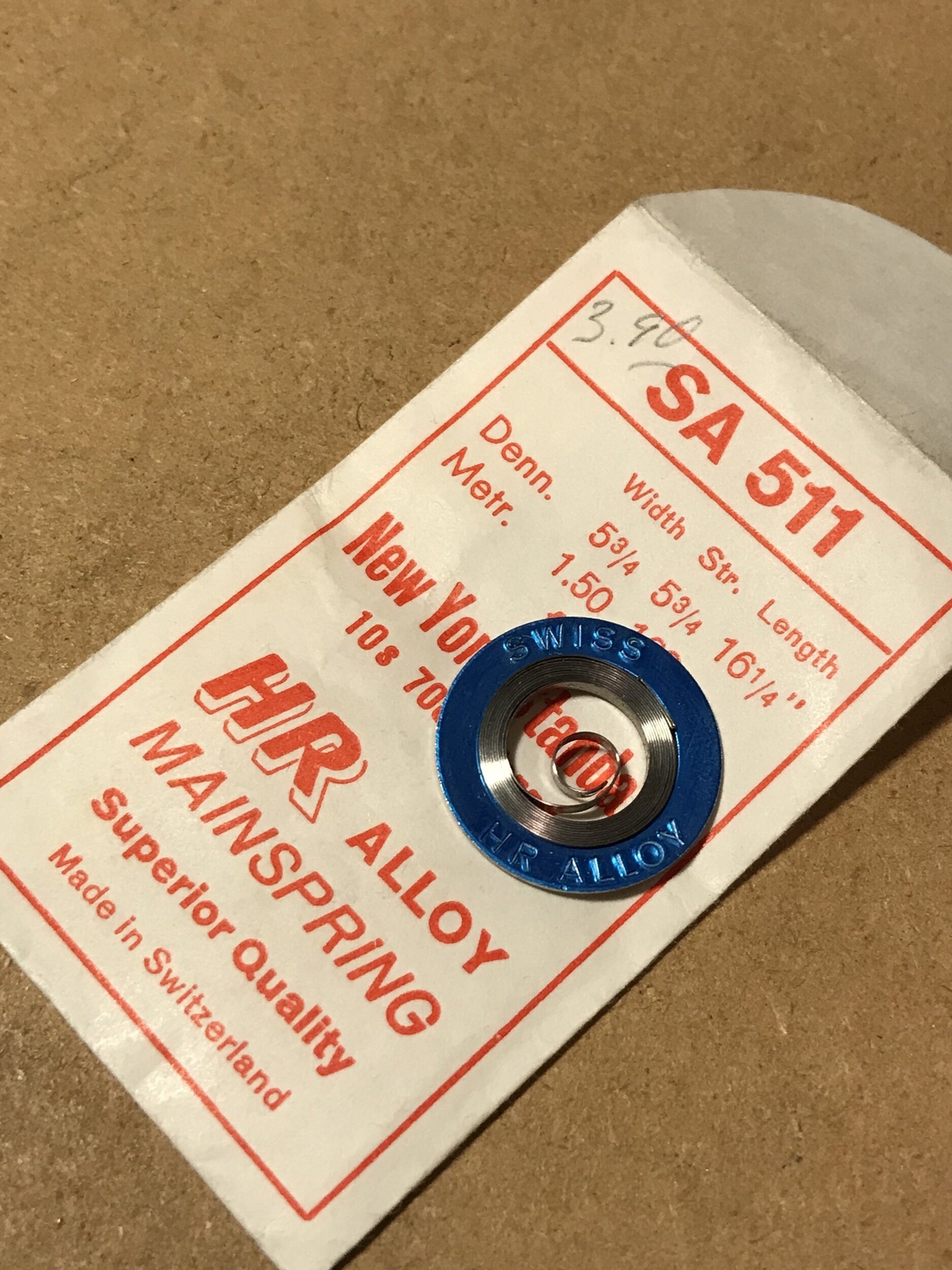 HR Mainspring SA511 for 10s NY Standard Factory No. 7080 – Alloy