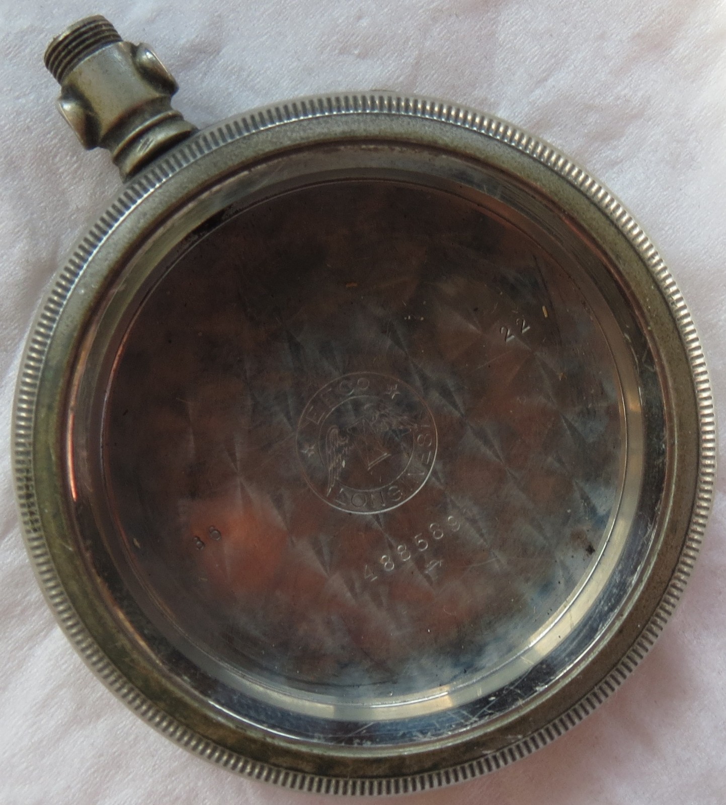 Longines pocket watch open face nickel chromiun case 52,5 mm. in diameter