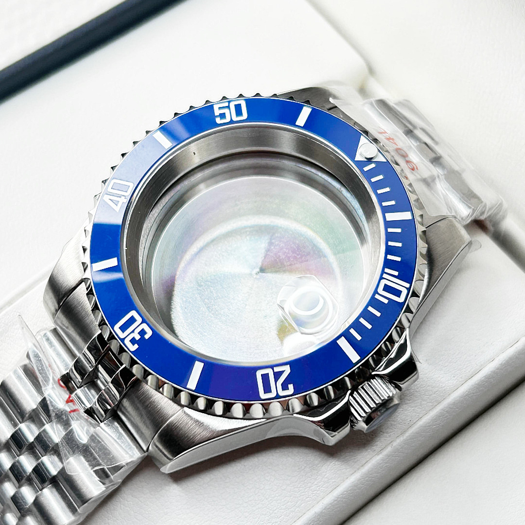 40mm Blue Smurf Sub Ceramic Bezel GMT Sapphire Glass Watch Case fit NH35 NH36 US
