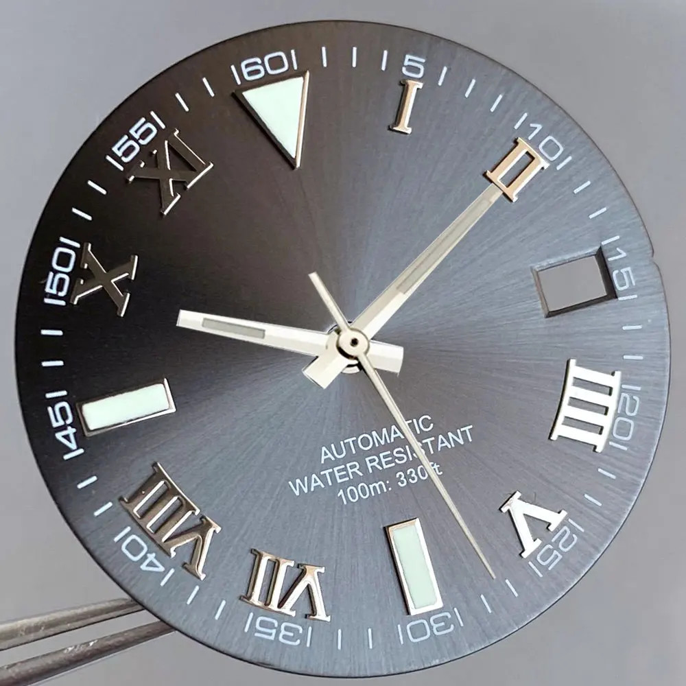 Tandorio New Roman Numeral Sunburst Dial 29mm Watch Dial Face For NH35 NH36 NH38