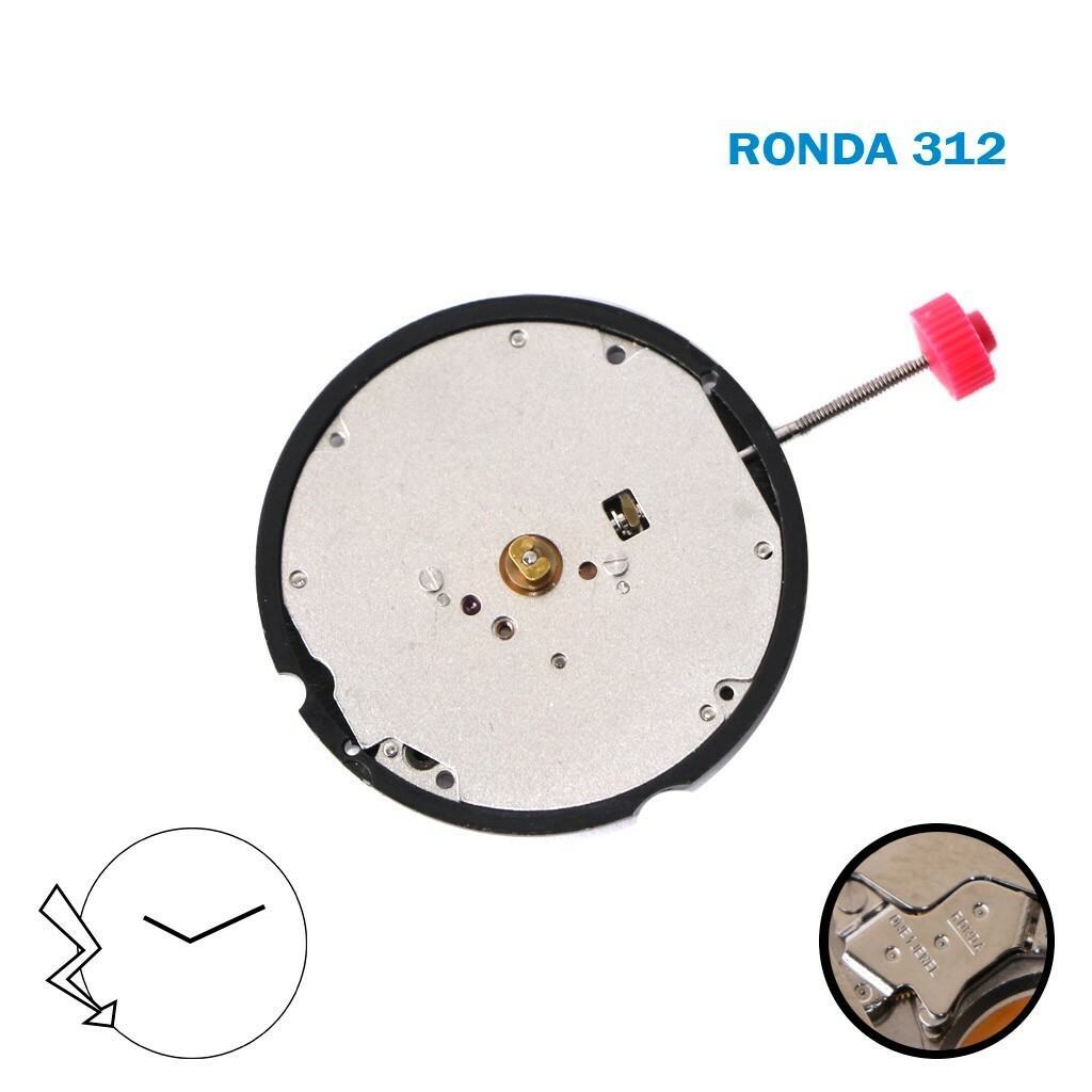 RONDA 312 SWISS🇨🇭 Made Quartz Movement , 2 Hands.