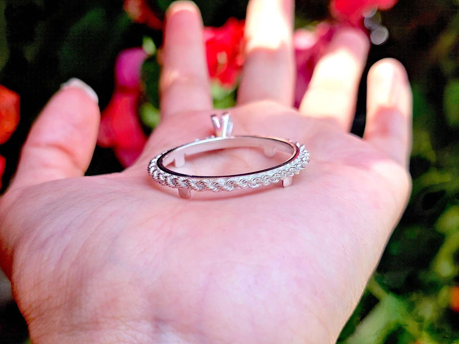 925 Sterling Silver Rope Edge Bezel for 30mm Half Dollar 50 Cents Coins