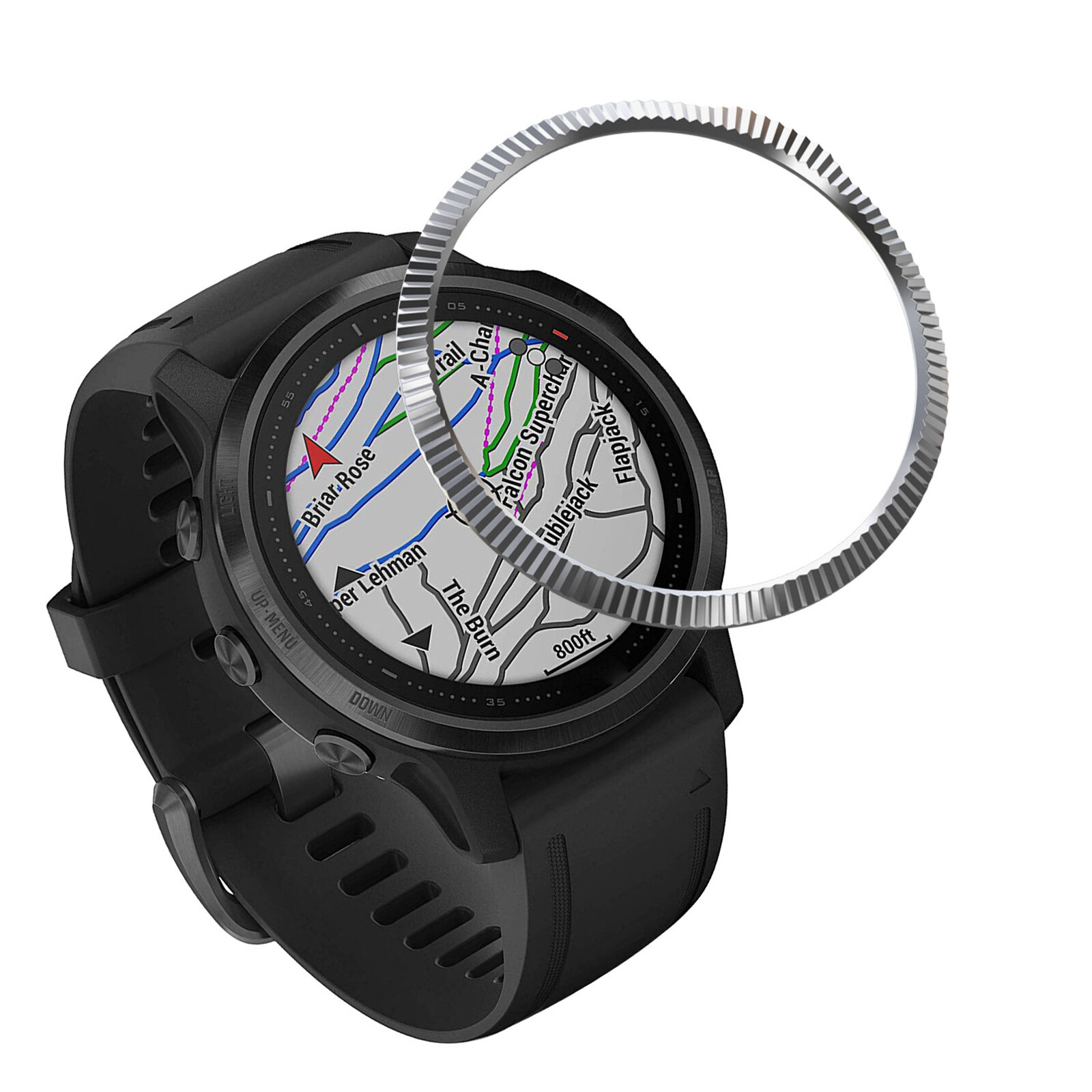 For Garmin Fenix 6S/6S Pro Watch Metal Stainless Steel Anti-scratches Bezel Ring