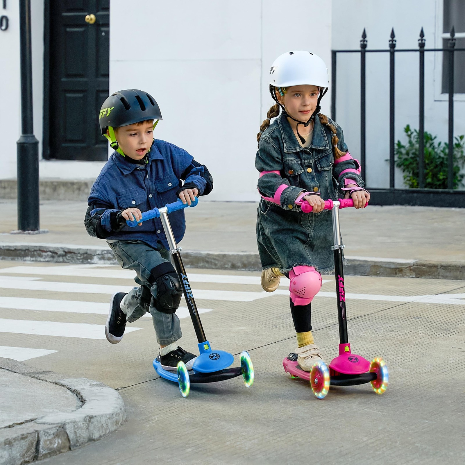 ZIFFY Multicolor 3 Wheel Scooter for Kids 3-5, Toddler Kick Scooters with LED…