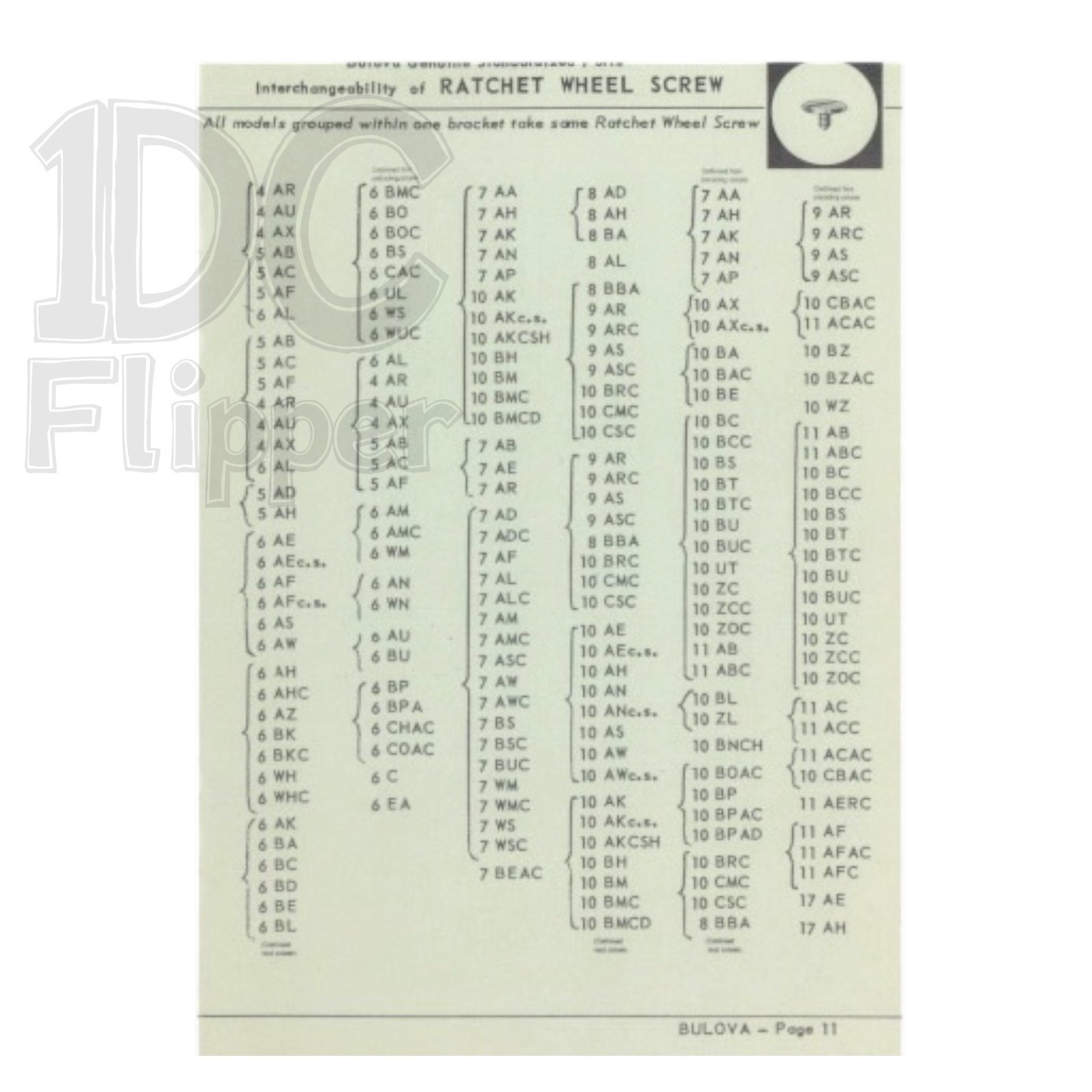 Bulova 7AM RATCHET WHEEL SCREW #41 5415/332 AS 1001 Fits Multiple, Read List!