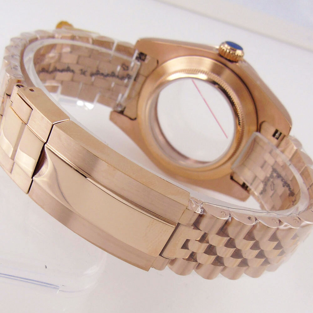 40mm Ceramic Bezel Sapphire Glass Rose golden Watch Case Fit NH34 NH35 NH36 2824