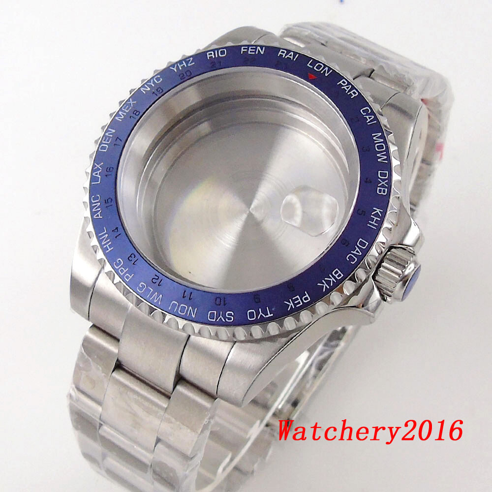 Bliger 40mm Mens Watch Case Fit NH35A NH34 Sapphire Glass Black Aluminum Bezel