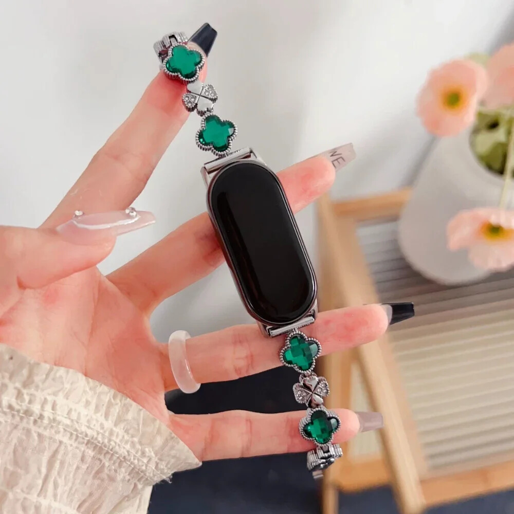 Gem Clover Diamond Metal Bracelet For Xiaomi Mi9 9 8 Pro Band Strap Replacement