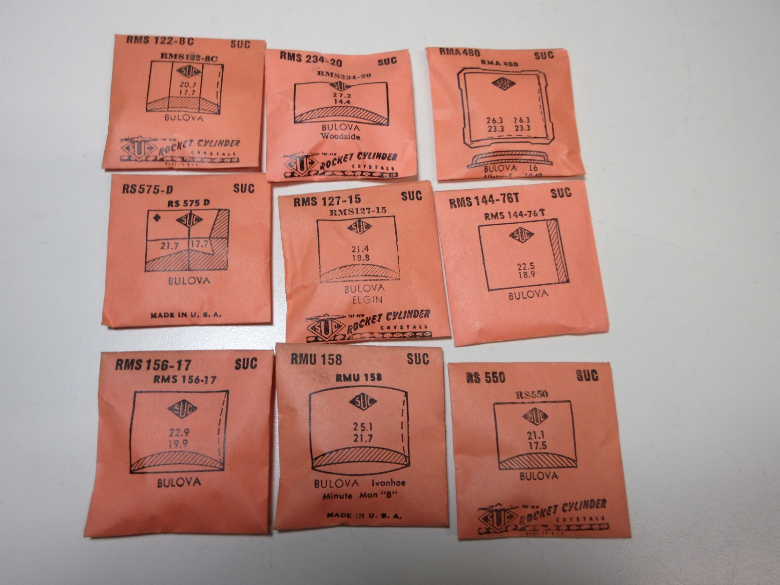 LOT OF SUC MENS FOR BULOVA WATCH CRYSTALS WATCHMAKER REPLACEMENT PARTS #23