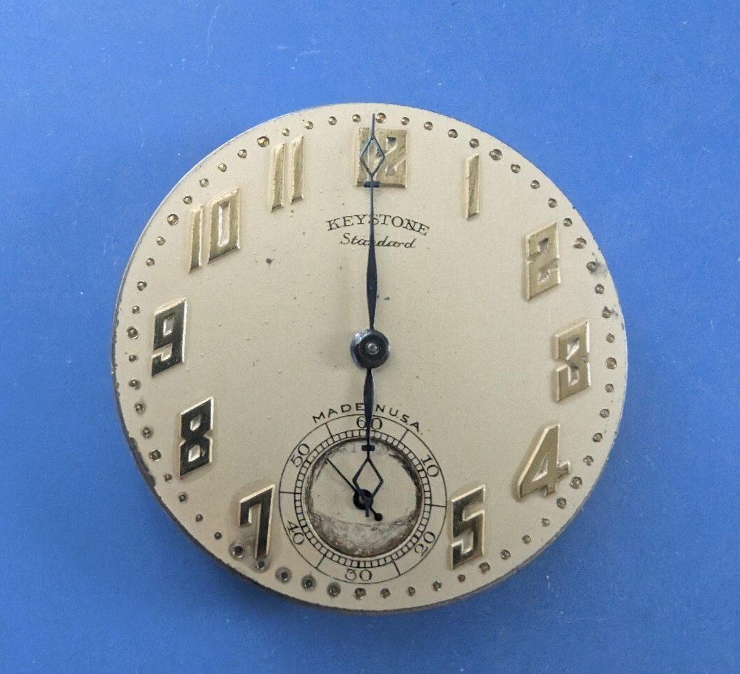 VINTAGE 10 SIZE NY STANDARD GRADE 1553 POCKET WATCH MOVEMENT RUNNING