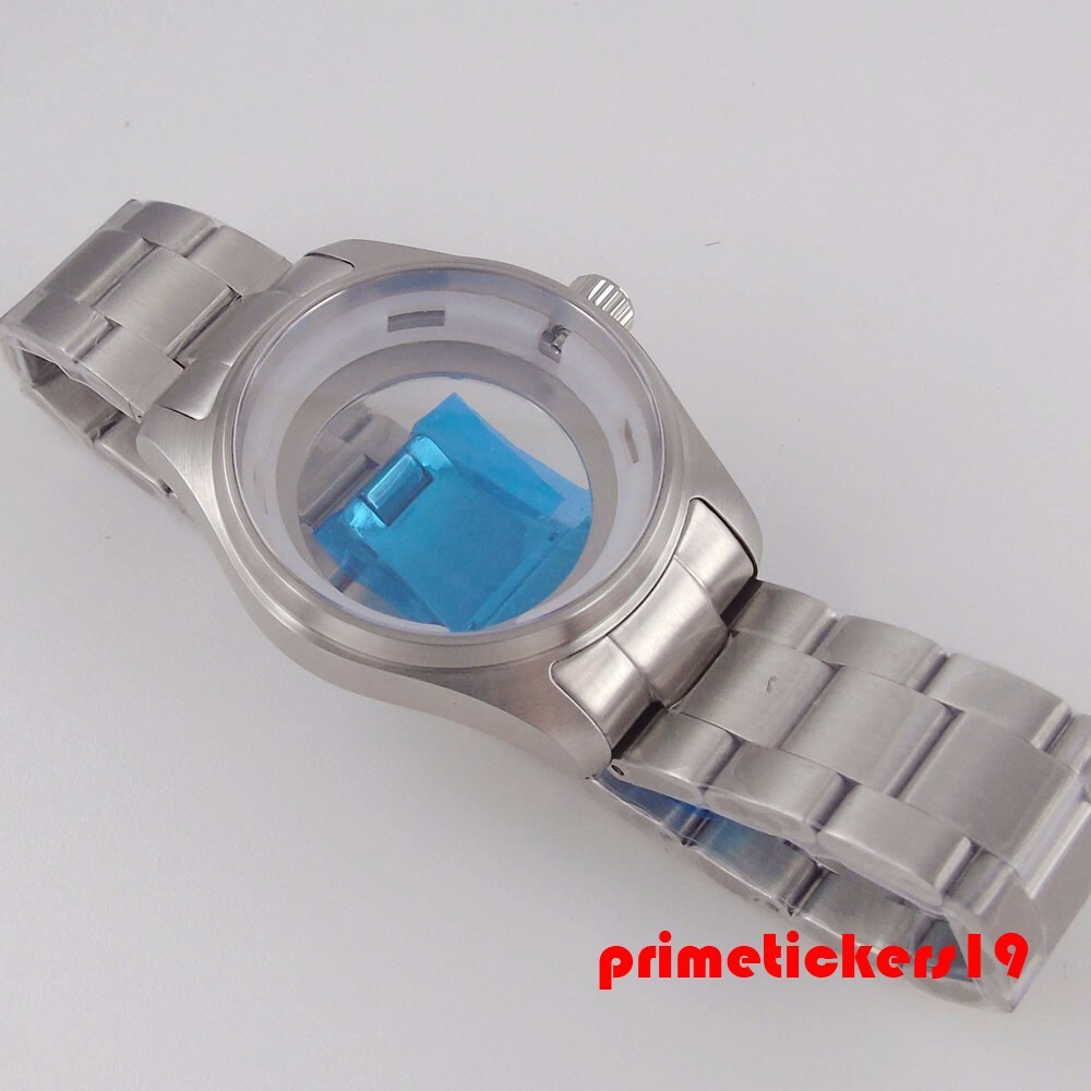 39mm/36mm Pilot Steel Watch Case Band Exhibition Back Fit NH35 ETA2824 PT5000